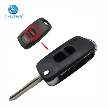

OkeyTech 2 Button Flip Folding Remote Modified Key Shell Cover Uncut Blank Blade Replacement Fob Key For Mazda 3 5 6 MPV Protege
