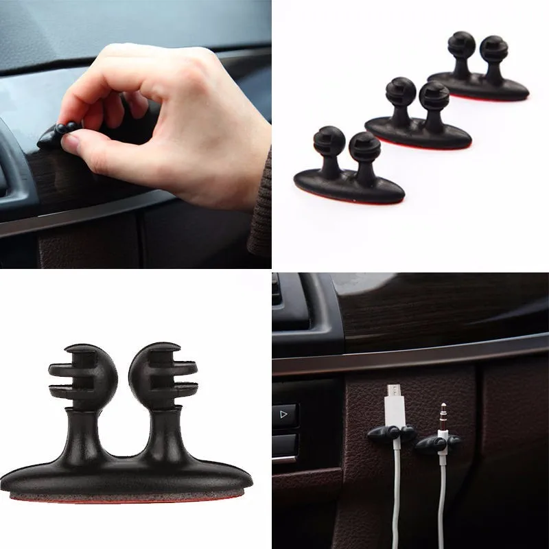 8pcs Cable Drop Clip Holder Adhesive Clamp Desk Car Tidy Organiser Headphone Wire Cord Lead USB Charger Cord Sticky Holder Organizer Management Tool (5)