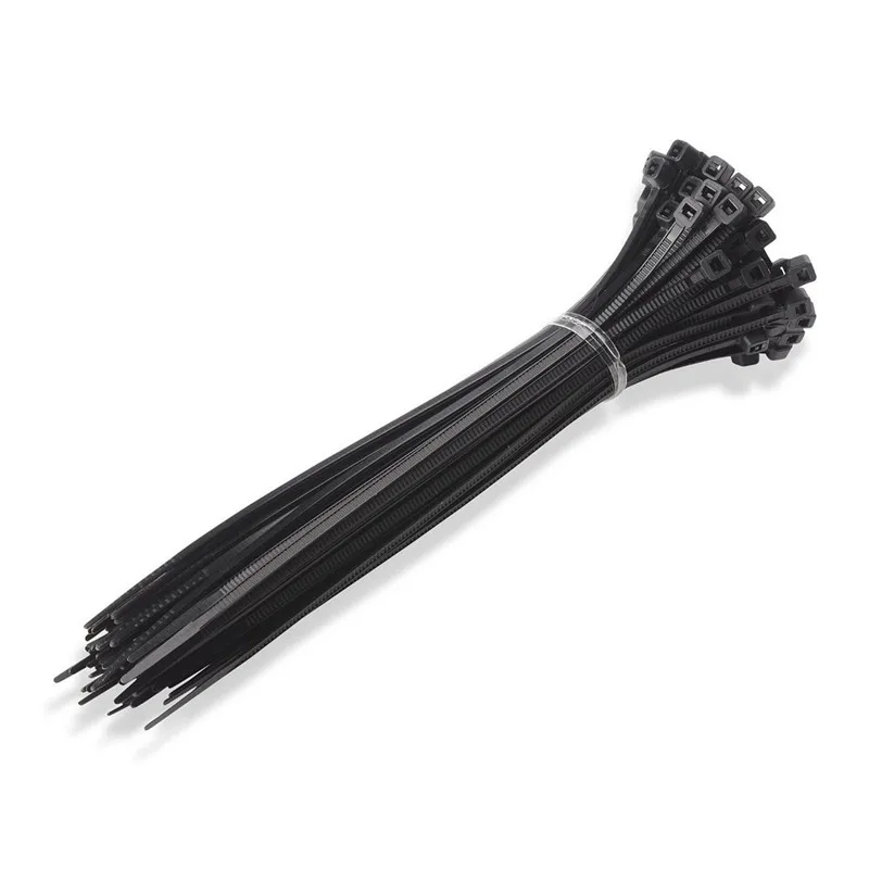 

100pcs 4X150/200/250/300mm Black Plastic Nylon Cable Ties Self-Locking 1.8mm Width Wire Zip Tie