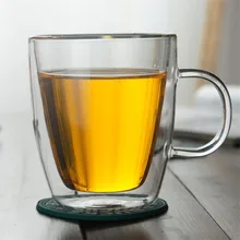 Двухслойная термоизолированная стеклянная кружка для воды бытовая здоровое высокоборосиликатное стекло 400 мл кофейная кружка прозрачный цветок чай чайная чашка