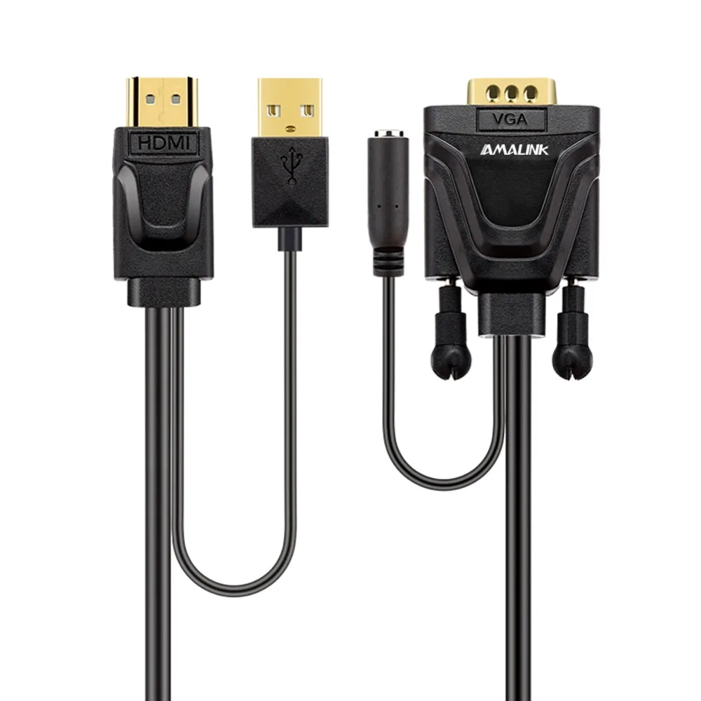 HDMI to VGA Adapter Converter Cable with USB power 3.5mm audio