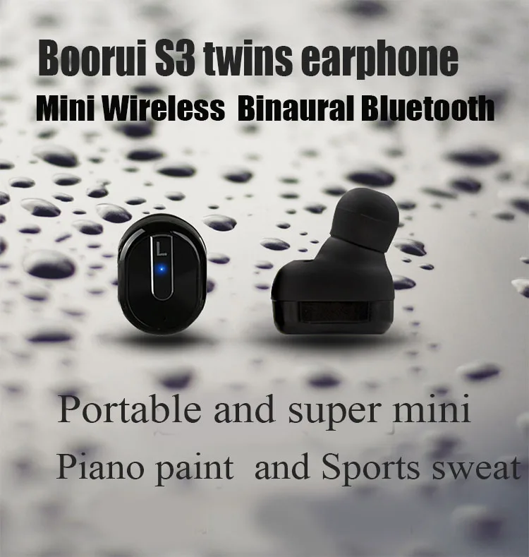 BOORUI новейшие настоящие TWS S3 Bluetooth наушники стерео бинауральные спортивные наушники в ухо Близнецы наушники с заряжаемой мини-коробкой