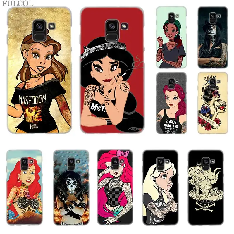 

FULCOL Tattooed princess Transparent hard case for Samsung Galaxy A3 A5 A6 A7 A8 A9 2016 2017 2018 Star Note 9 8 5 4