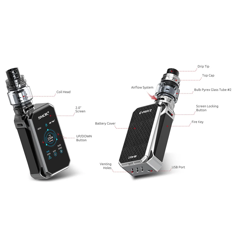 SMOK G-PRIV 2 люкс издание 230 Вт 8 мл TFV12 Prince Tank сенсорный экран испаритель с батареей электронная сигарета Vape Kit SMOK