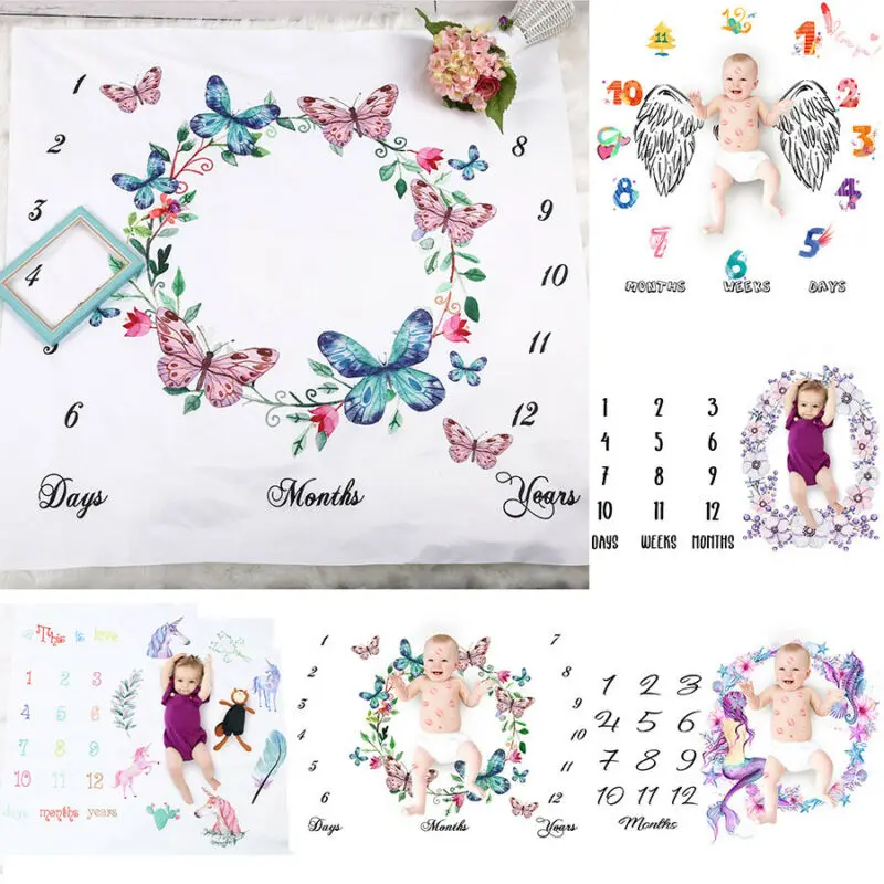 2019 New Newborn Toddler Infant Cartoon Baby Number Blanket for Photography Photo Prop Shoots 100*100cm Props | Мать и ребенок