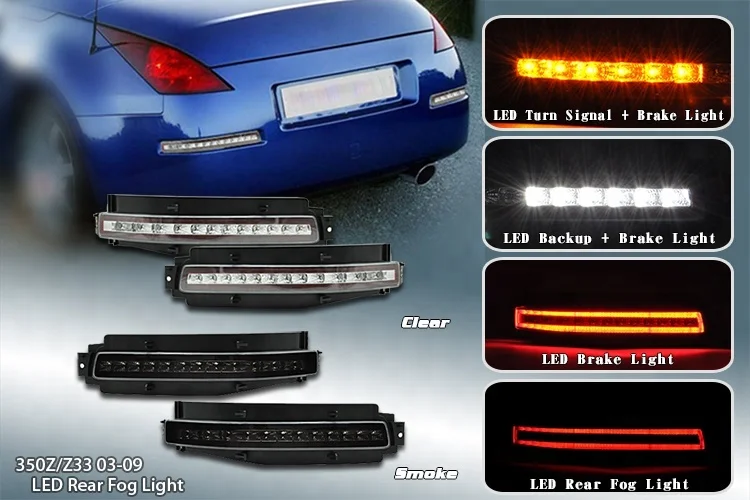 

4-in-1 Function Smoke Backup/Reversing Light For Nissan 350Z/Z33 2003-2009 LED Rear Fog light LED 3D Light Bar Brake Lights 12V