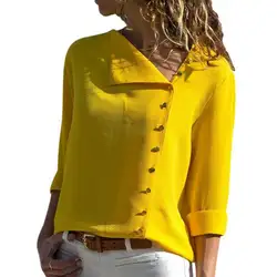 6 цветов, Нерегулярные блузка Рубашки для Для женщин 2018 Блузы с длинным рукавом Уличная женский топ летние блузки H9