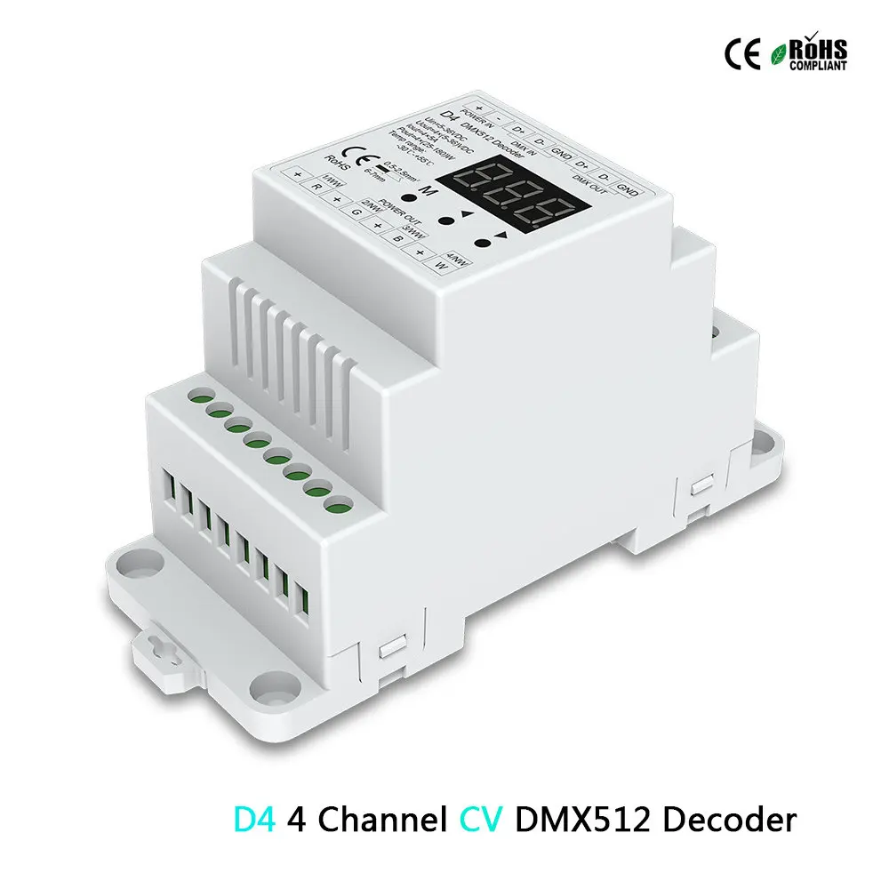 D12/D24/D4-XE/D4-L/D4/DS/DS-L/D4-P/D4-E постоянное напряжение DMX512& RDM декодер RGB Светодиодная лента контроллер светодиодный светильник Диммер - Цвет: D4