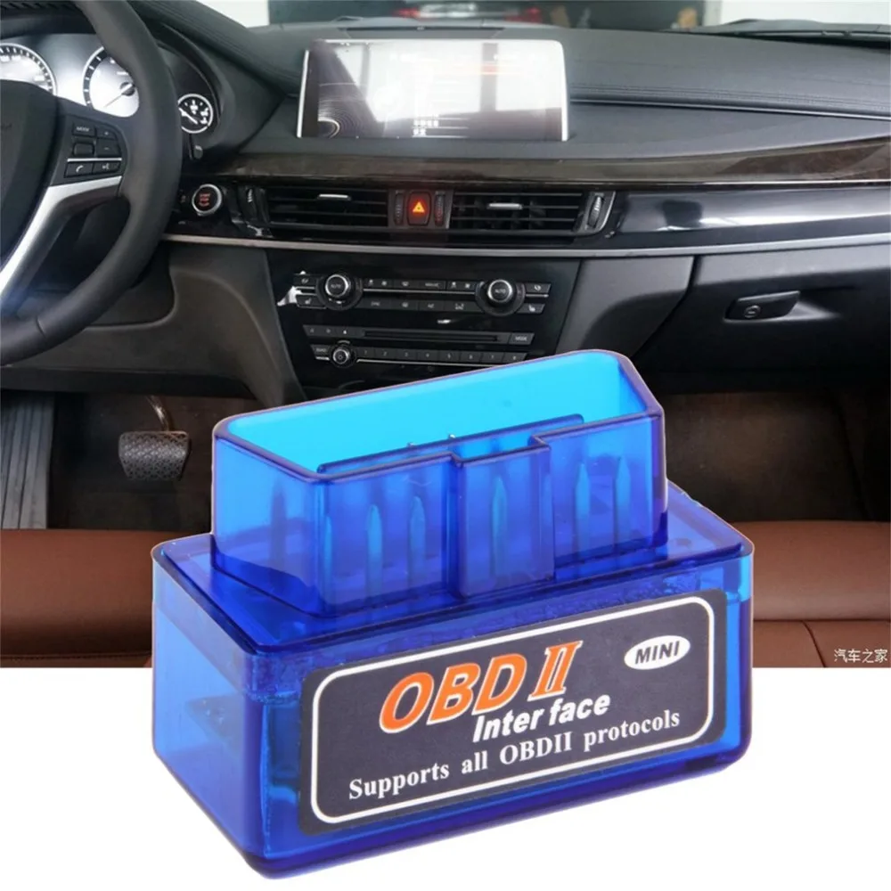 Супер Мини ELM327 OBD2 II беспроводной Bluetooth Автомобильный диагностический интерфейс сканер инструмент синий портативный ABS пластиковый инструмент