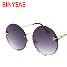 Красные очки, пчела, круглые солнцезащитные очки, винтажные, брендовые, дизайнерские, женские, негабаритные солнцезащитные очки, мужские, Ретро стиль, большие круглые очки Oculos