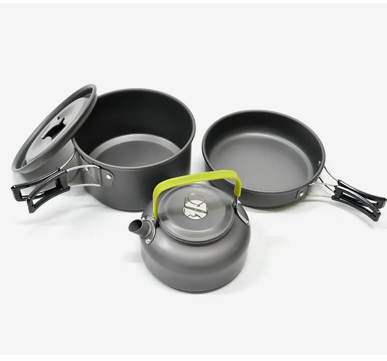 portable Outdoor Tableware Camping Hiking traveling Cookware Cooking Picnic Pot Pan kettle Set for 2-3 person+net bag | Спорт и