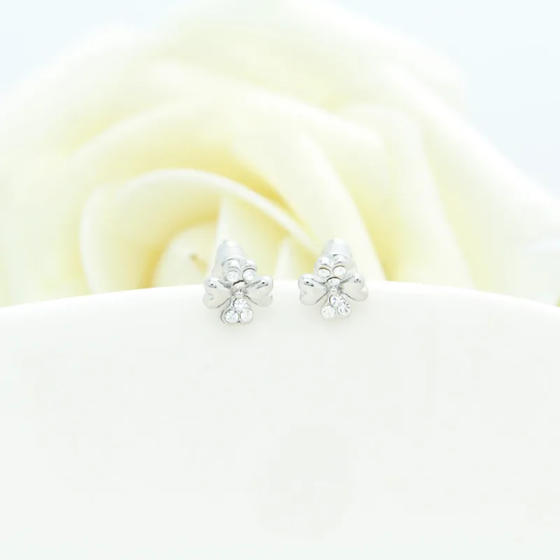 Free Shipping Exquisite accessories fashion crystal 18k lucky four leaf clover stud earring e10067 | Украшения и аксессуары
