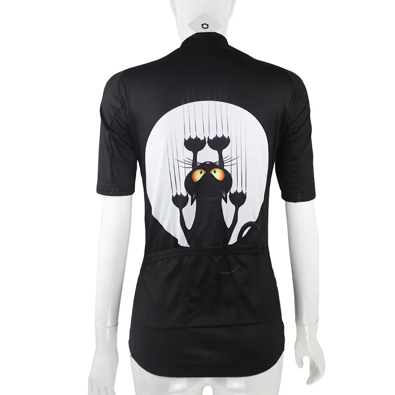HIRBGOD, новинка, женская футболка с коротким рукавом для велоспорта, топ для команды, для спорта на открытом воздухе, женская одежда для велоспорта, с рисунком кота, черная велосипедная одежда, NR133