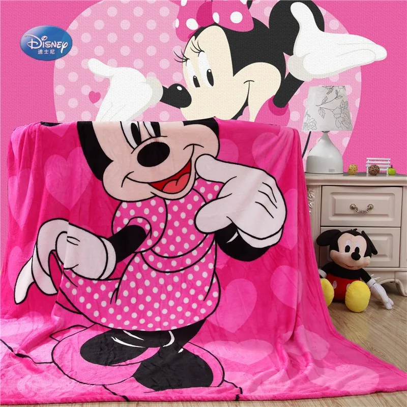 Skup Disney Cartoon różowy Minnie Mickey Mouse miękki flanelowy koc rzut dla dziewczynek dzieci na kanapa z funkcją spania kanapa 150X200 cm upominek dla dzieci