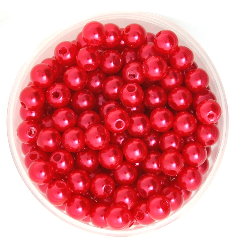 

New Arrival 4/6/8/10mm Selectable Red Round Plastic Pearl Beads ABS Imitation Pearls for DIY Bracelet Necklace Jewelry