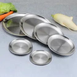 6 шт. Нержавеющая сталь утолщенной тарелка круглый ужин серебряные пластины легко чистить Кемпинг безопасное блюдо прочный кухня