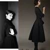 30- women vintage 50s Audrey Hepburn retro half sleeve pleated little black dress big plus size vestidos elegant jurken ► Photo 1/4