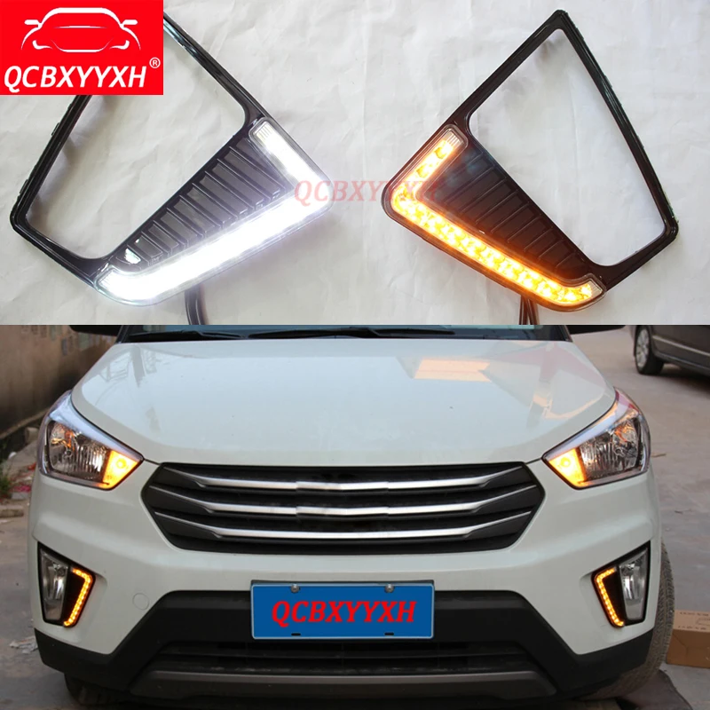 

QCBXYYXH For Hyundai IX25 2014 2015 2016 2017 ABS 12V LED Daytime Running Light DRL Fog Lamp Waterproof Decoration Car-styling