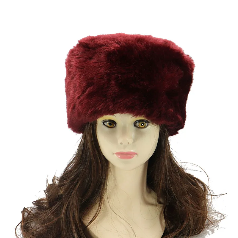 

Winter Hats For ladies Bomber cap Fluffy Faux Fox Fur Red Warm Earflap caps Windproof Women Thicker    