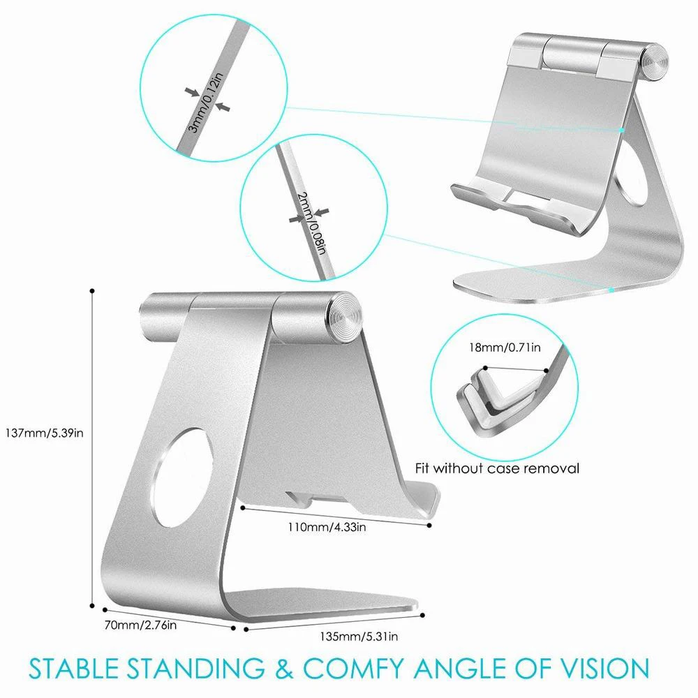 Ascromy Подставка для планшета, регулируемая алюминиевая настольная подставка для iPad Pro Air Mini samsung Tab, поддержка сотового телефона, док-станция