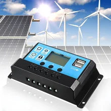 130-260W 4Stage PWM 12V/24V 10/20/30A Solar Controller Dual USB LCD Display Solar Panel Charge Regulator Built In Timer Control