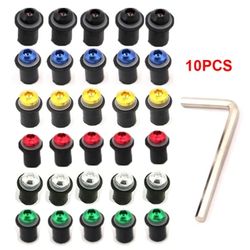 

10X M5*16mm Windscreen Windshield Well Nut Bolts push Screw Washer Fasterner Kit for cbr 600 rr gn250 gn125 sv650 gsxr 750 dl650