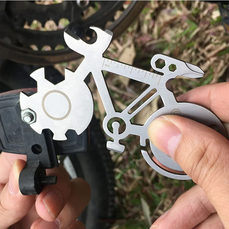 10-in-1 Bicycle Shape Mountain Bike Tool Card Outdoor Multi-tool Knife Survival Cassette Scale Can Opener Screwdriver Cutting 10-in-1 Bicycle Shape Mountain Bike Tool Card Outdoor Multi-tool Knife Survival Cassette Scale Can Opener Screwdriver Cutting