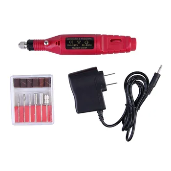 

Professional 1 Set Electric Nail Drill Machine Pen Manicure Nail File 6 Bits Nail Polishing Accessory Pedicure Kit EU Plug