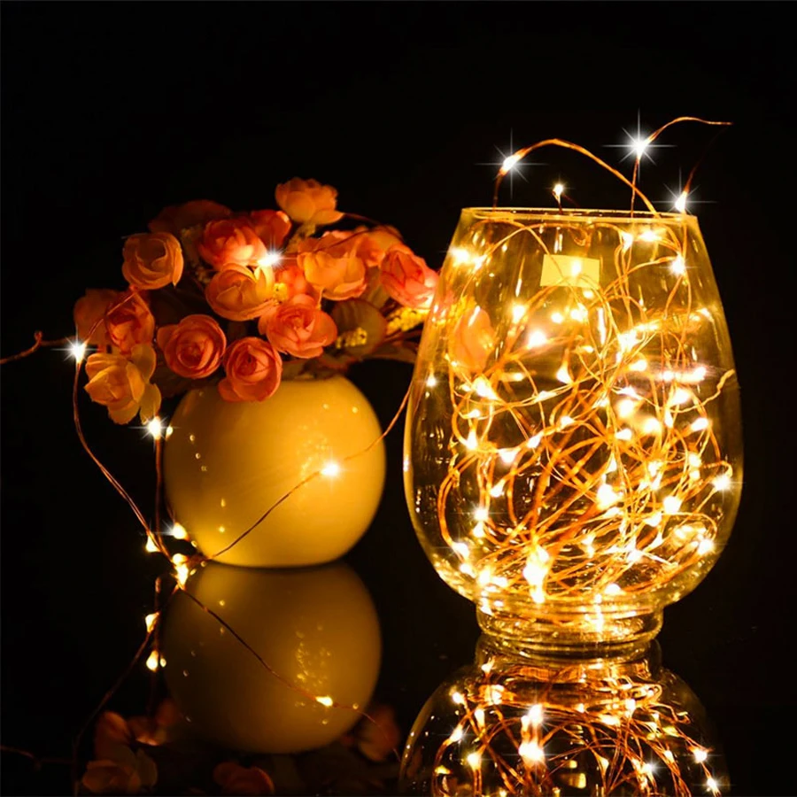 

Waterproof Copper Wire LED string light 2M 20 LEDs Battery include Fairy Lighting for floral Bottle Vase Home Decoration