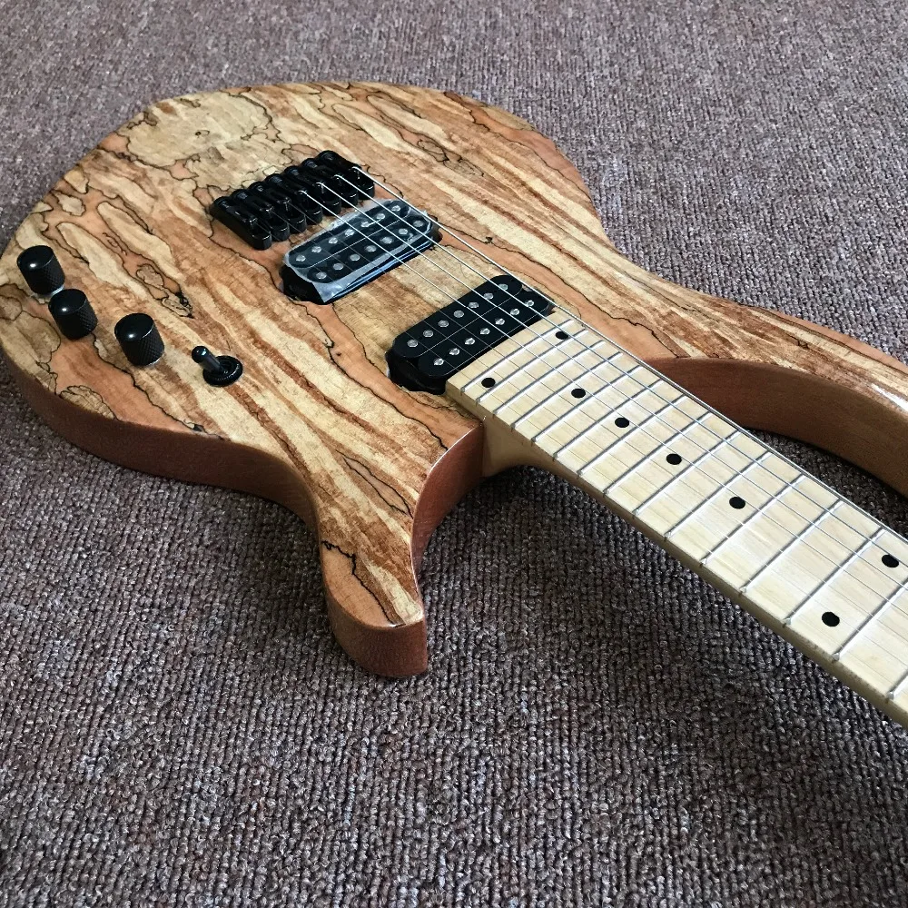

new arrival high quality Custom 7 strings Electric Guitar, Natural color, Spalted Maple Top,Real photo showing