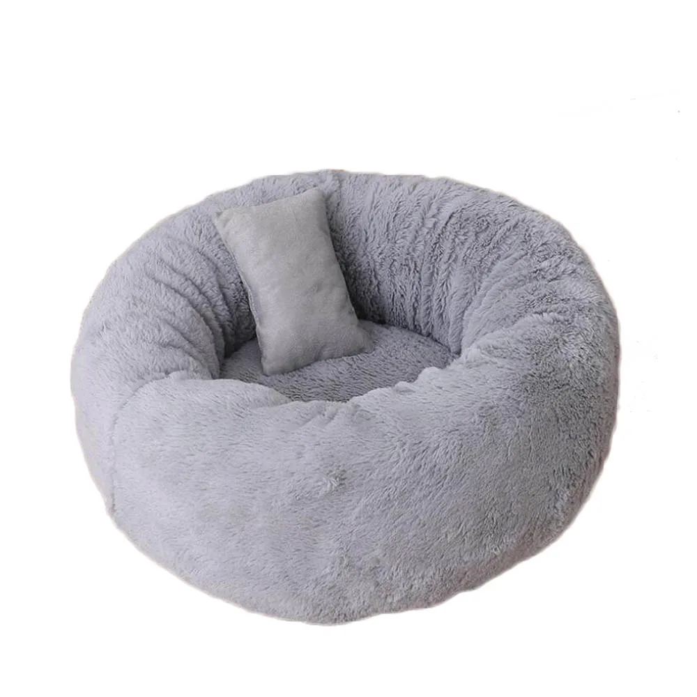 

Luxury Shag Faux Fur Donut Cuddler Round Donut Cat Cage Kennel Dog Cushion Bed Machine Washable Water-Resistant Bottom