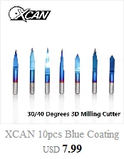 XCAN 10 шт. 3,175 мм Покрытие Синего цвета PCB 3D фреза 10/15/20/25 градусов Вольфрам карбида V Форма PCB гравировальное лезвие фрезерный станок с ЧПУ