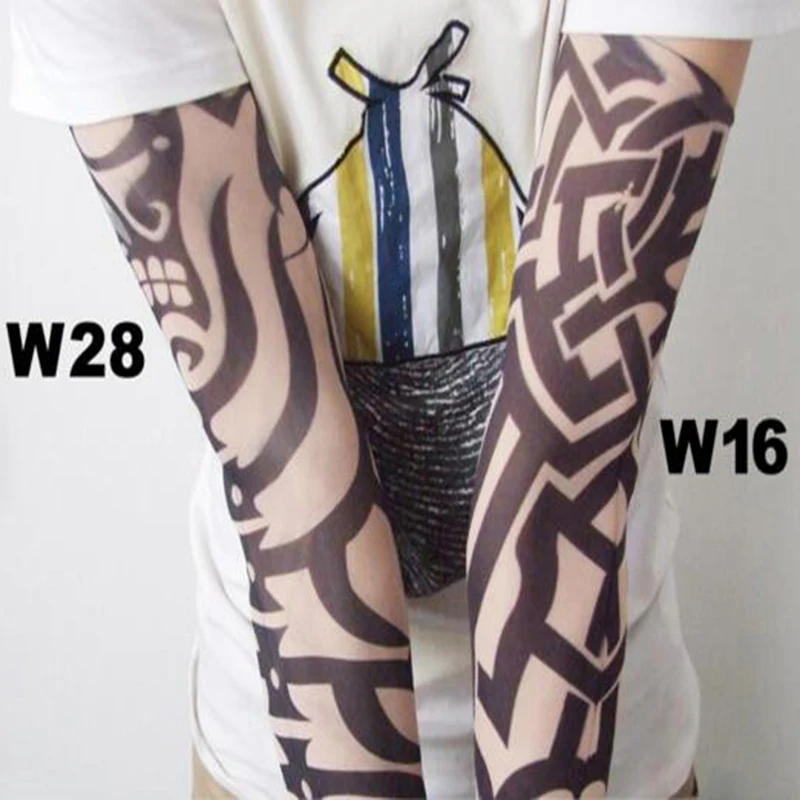 

Cool 2pcs/4pcs/6Pcs/Lot Random Color Men Tattoo Sleeves Kit Elastic Nylon Arm Warmers Fake Tattoo Arm Sleeve Unisex Accessories