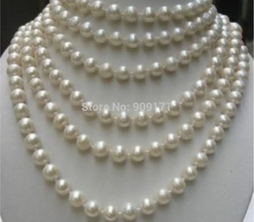 

Free Shipping>>REAL PEARL BEAUTIFUL!LONG 100 INCHES 8-9MM WHITE NATURAL PEARL NECKLACE