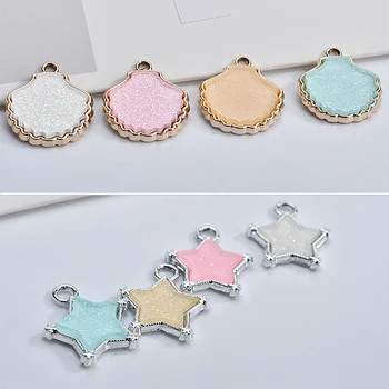 

Shining 50pcs/lot color alloy shell/stars shape alloy floating locket charms diy jewelry earrings/necklace pendants