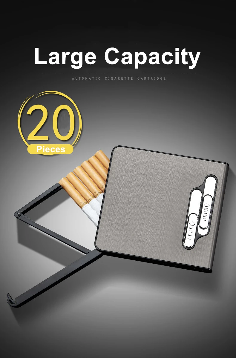 20 шт Емкость коробка для сигарет с электрическая зажигалка с подключением к USB Водонепроницаемый чехол для сигарет держатель перезаряжаемые электронные гаджеты для мужчин