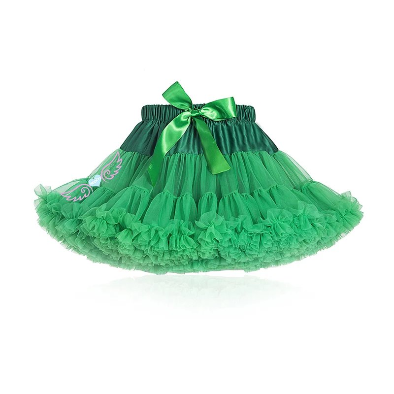 

children pettiskirts girls ball gown colorful cute green chiffon tutu princess bowkont skirt