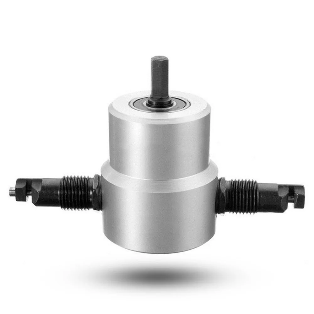 TRANVON Sheet Metal Cutting Nibble Metal Cutter Double Head Nibbler Blade Saw Cutter Tool Drill Bits Accessory Cutting Machine (6)