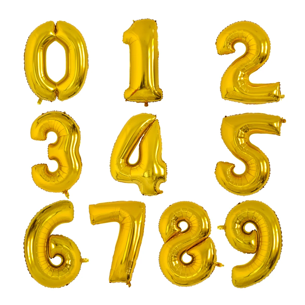 40 дюймов золотые Серебристые воздушные шарики цифры воздушные фольгированные шары с днем рождения Свадебные украшения буквы воздушные шары цифры Гавайские Вечерние - Цвет: gold