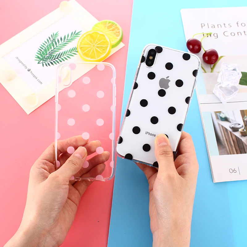 

Retro wave point Phone cases for iPhone 7 7 Plus transparent Lovely TPU Silicone case for iPhone 8 8 Plus X 6 6S Plus Chic Cover