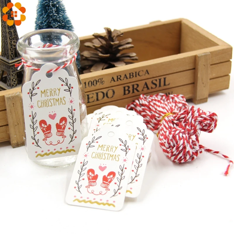 50PCS Multi Style Merry Christmas Paper Tags DIY Craft Label For Christmas Party Note Hang Tag Handmand Gift Wrapping Supplies