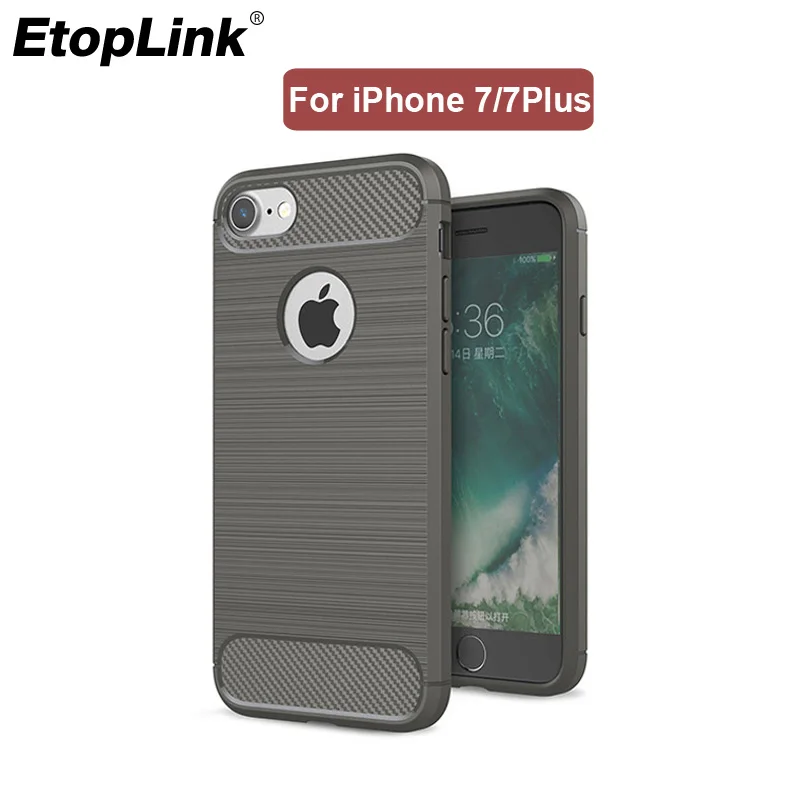 cheap EtopLink Carbon Fiber Phone Cases For iPhone 6 Case 6s Plus Soft TPU Protective Cover For iPhone 6 6 Plus Cases Capa Coque