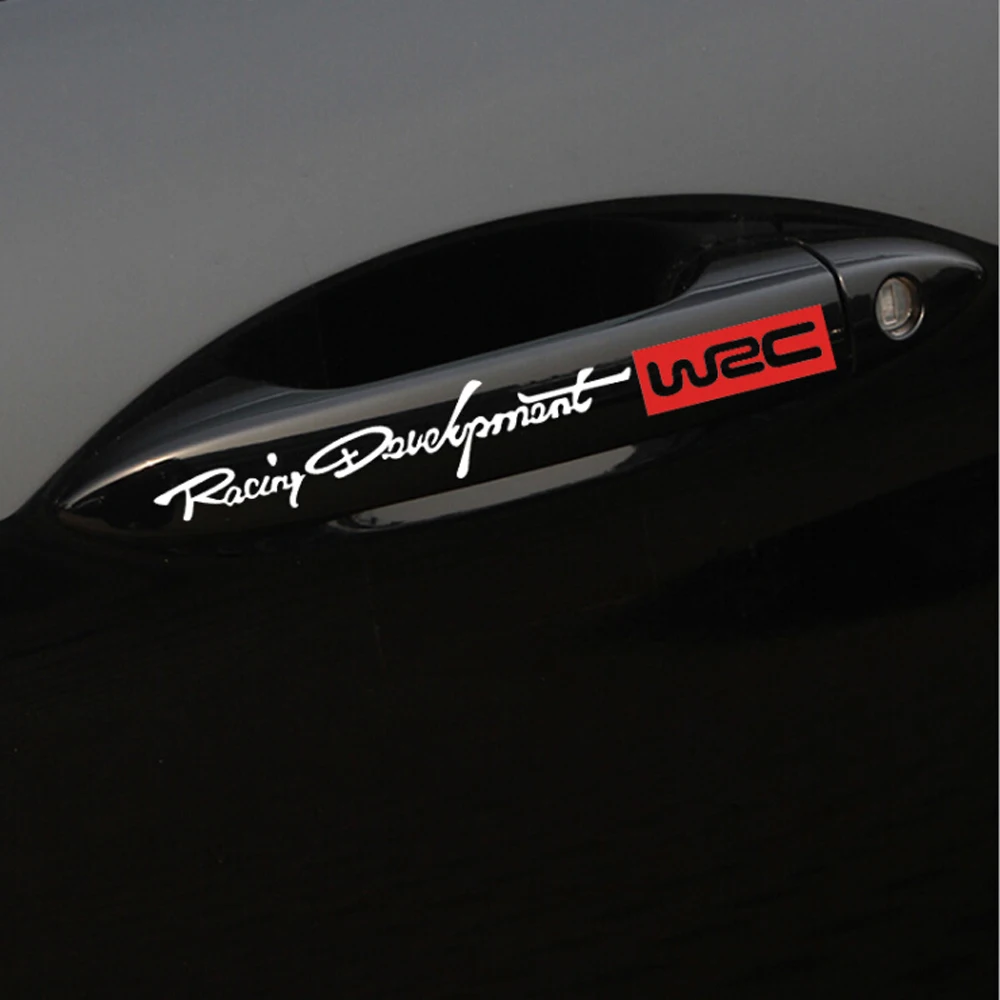 4 шт./компл. авто-Стайлинг WRC логотип дверная ручка светоотражающие наклейки для Volkswagen VW Golf 4 6 7 GTI Tiguan Passat B5 B6 B7 CC