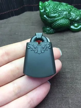 

Xinjiang Hetian Yuqing Blue Jade Blue Fine! longevity lock pendant