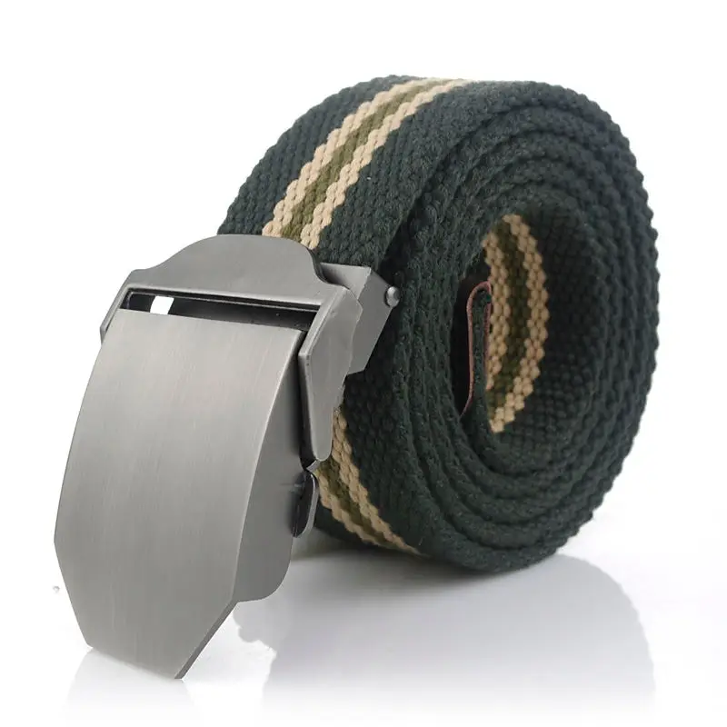 BOKADIAO Men&Women Military Canvas belt luxury Glossy Metal buckle jeans belt Army tactical belts f