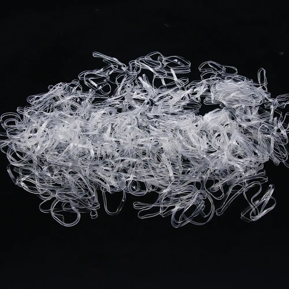 1000pcs 1000 шт прозрачный резиновый ободок для волос, силиконовый конский хвост, держатель для волос, эластичный ТПУ держатель для волос, резинки, кольца, аксессуары для волос для девочек - Цвет: 1000pcs
