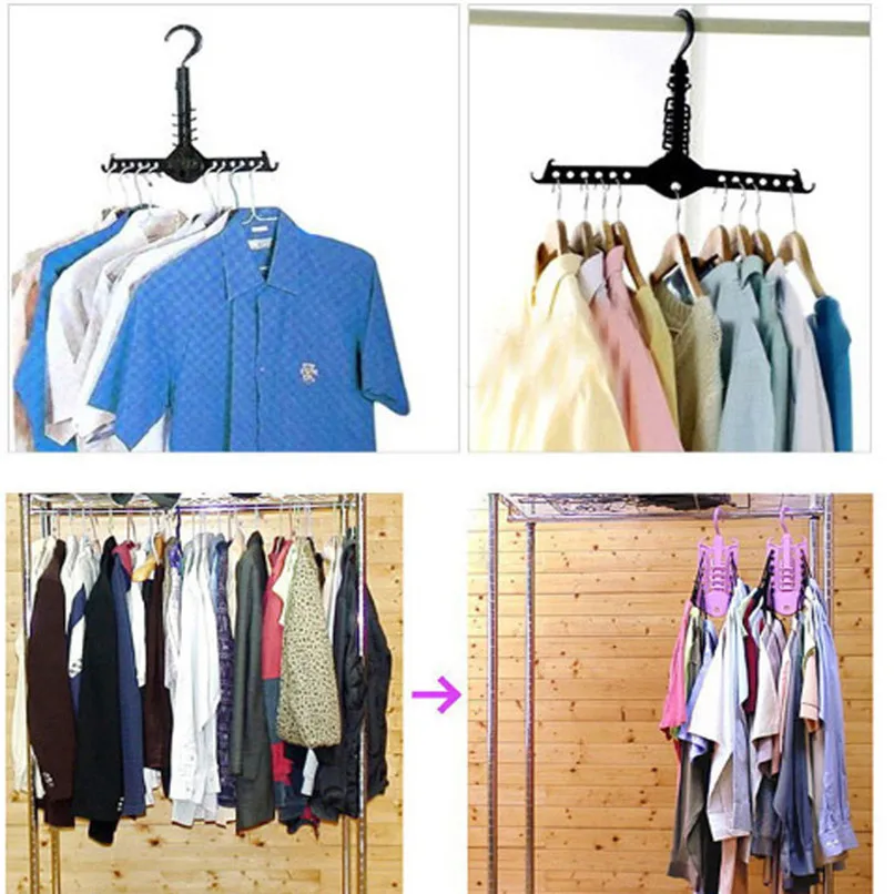

4 Colors Dual Hanger Clothes Folding Hanger Rack Coat Organizer Foldable Closet New Wholesale Free Shipping 30RJ9