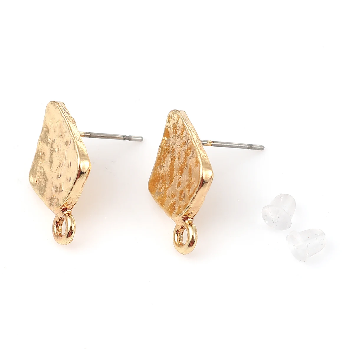 

DoreenBeads Zinc Alloy Ear Post Stud Earrings Jewelry Findings Irregular Gold Color W/ Loop 18mm( 6/8") x 12mm( 4/8"), 10 PCs