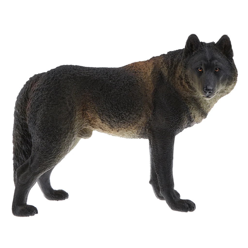 PVC material excellent details Realistic Animal Model Figurine Action Figures Playset Kids Toy Black Wolf