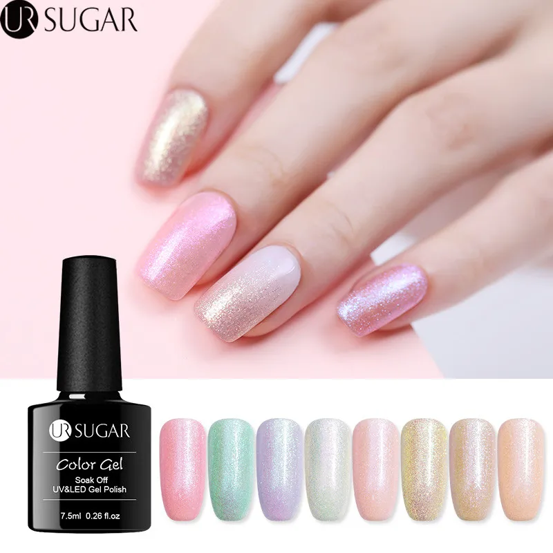

UR SUGAR 7.5ml Pearl Glitter Gel Nail Polish Chameleon Pearl Gel Varnish Soak Off UV Gel Polish Nail Art Lacquer Manicure LED